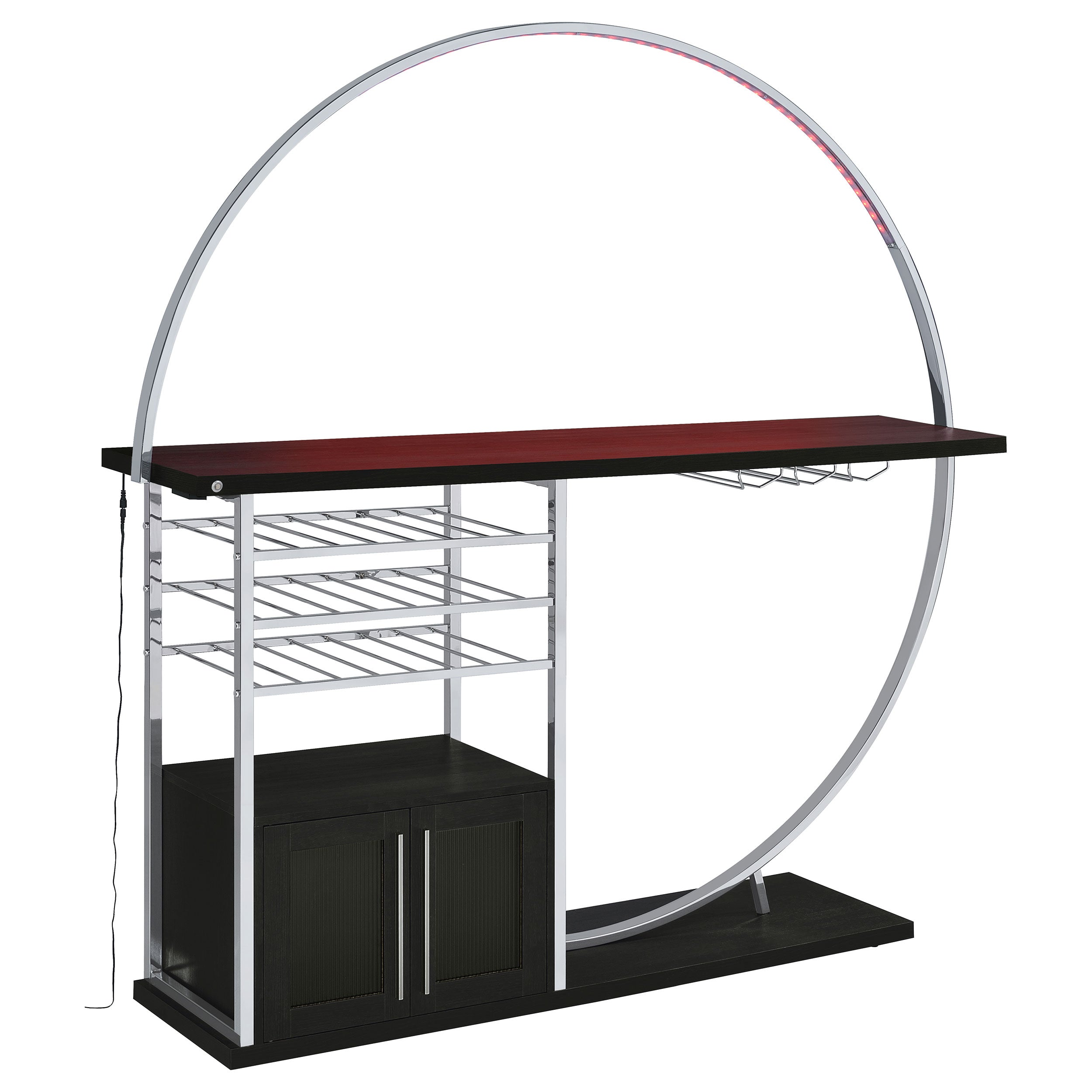 Risley 2-door Circular Led Home Bar Cabinet Dark Charcoal - MyWaynesHome #