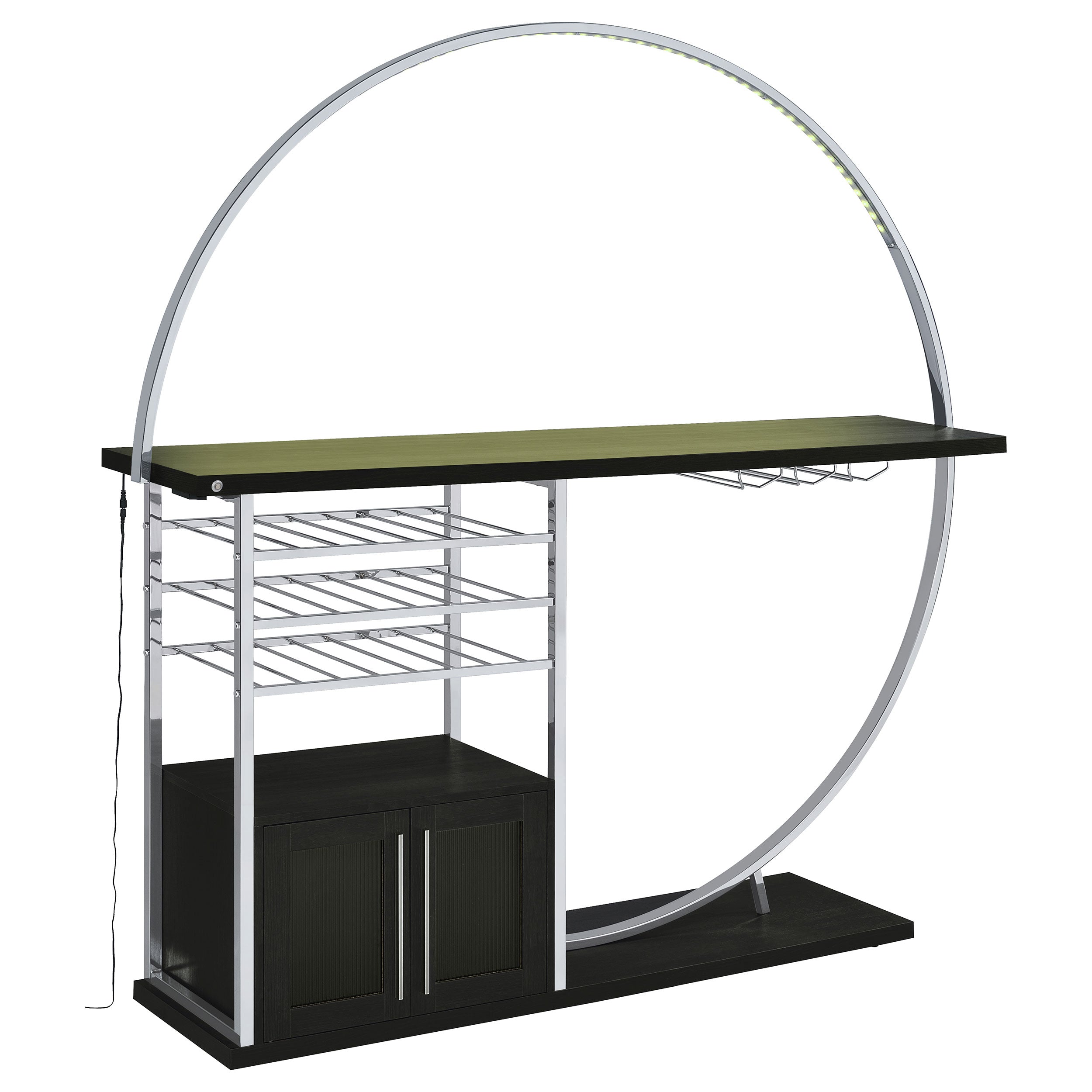 Risley 2-door Circular Led Home Bar Cabinet Dark Charcoal - MyWaynesHome #