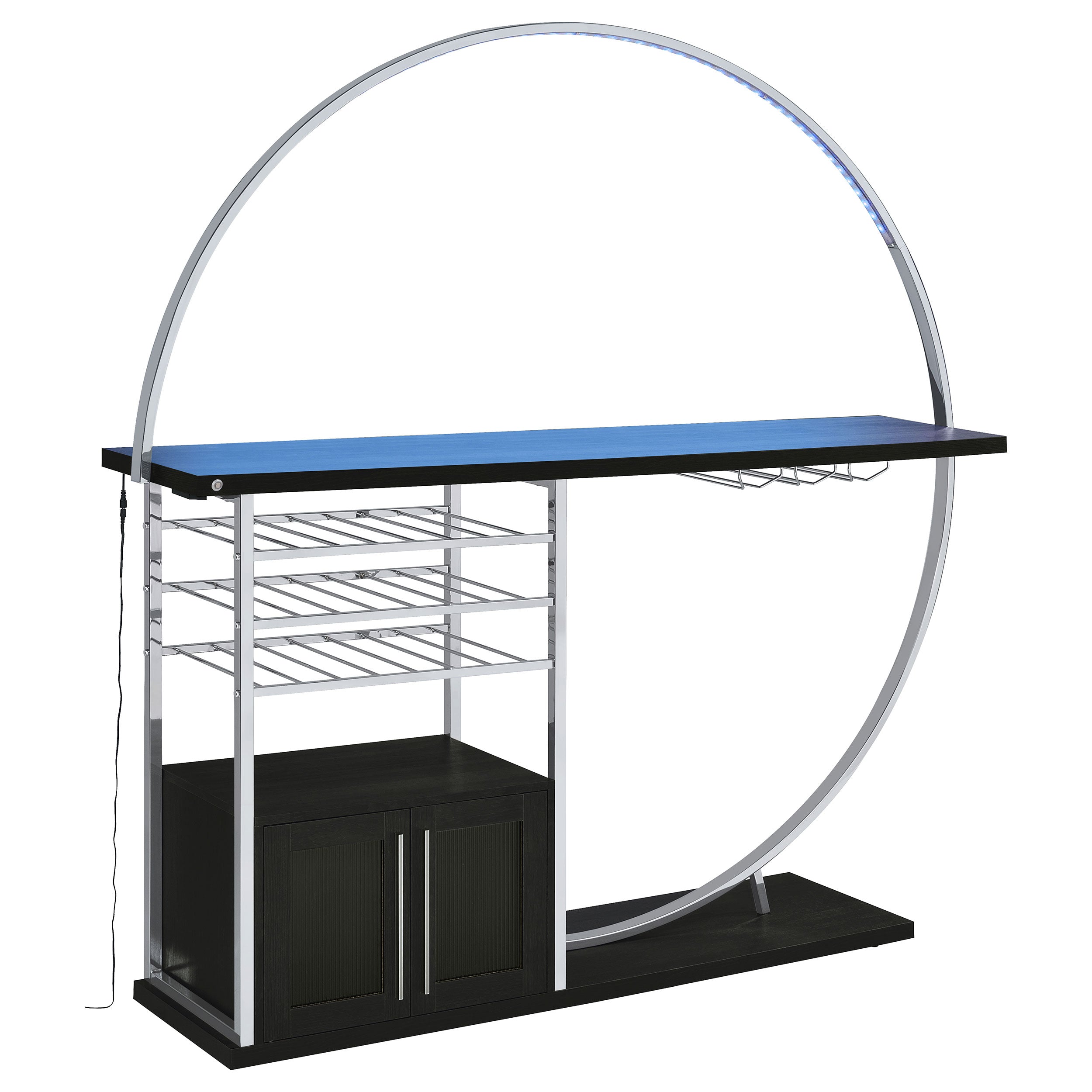 Risley 2-door Circular Led Home Bar Cabinet Dark Charcoal - MyWaynesHome #