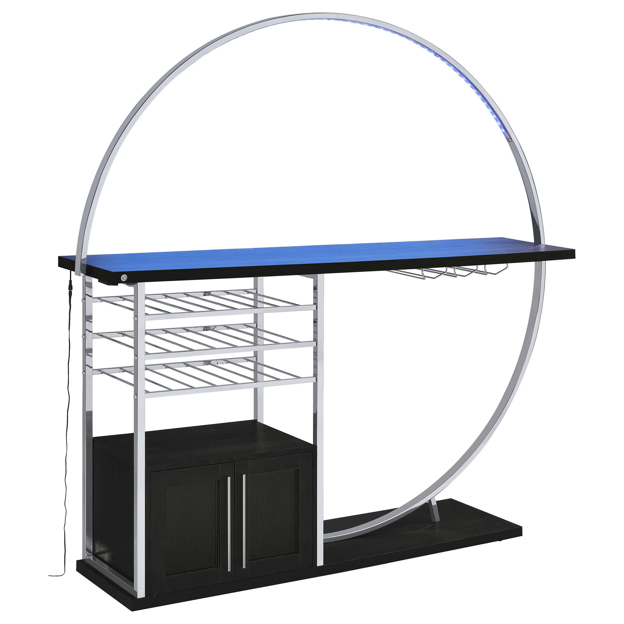 Risley 2-door Circular Led Home Bar Cabinet Dark Charcoal - MyWaynesHome #