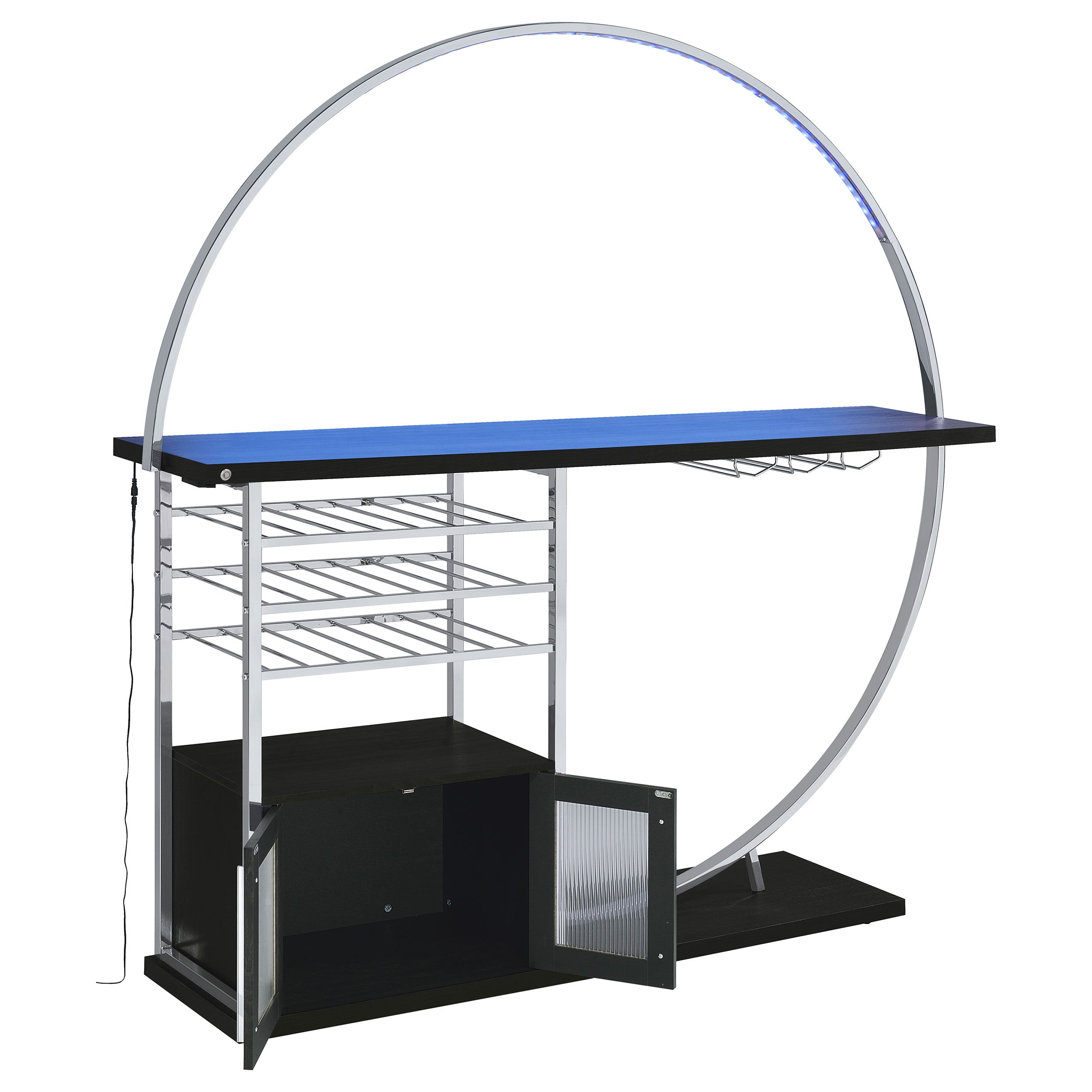 Risley 2-door Circular Led Home Bar Cabinet Dark Charcoal - MyWaynesHome #