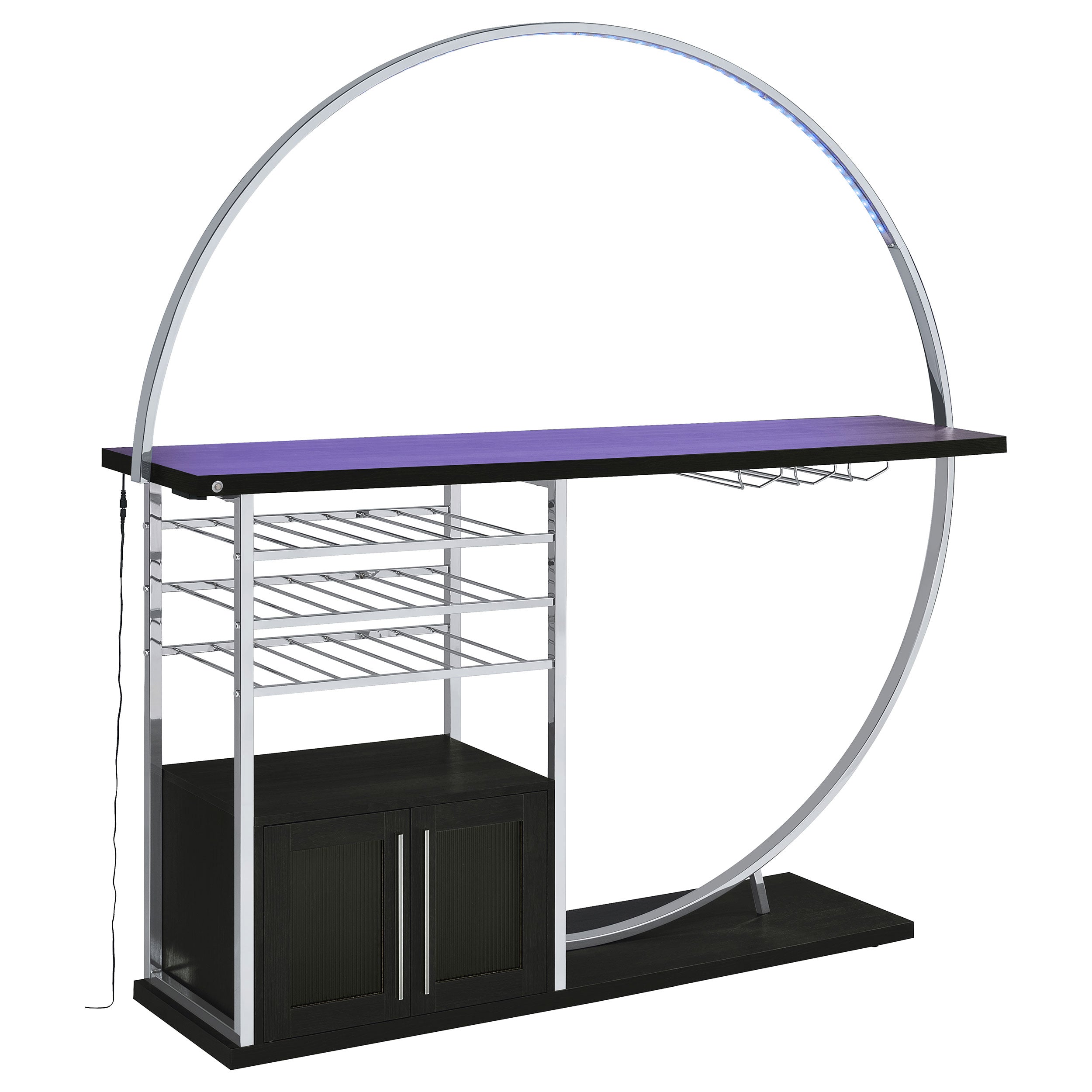 Risley 2-door Circular Led Home Bar Cabinet Dark Charcoal - MyWaynesHome #