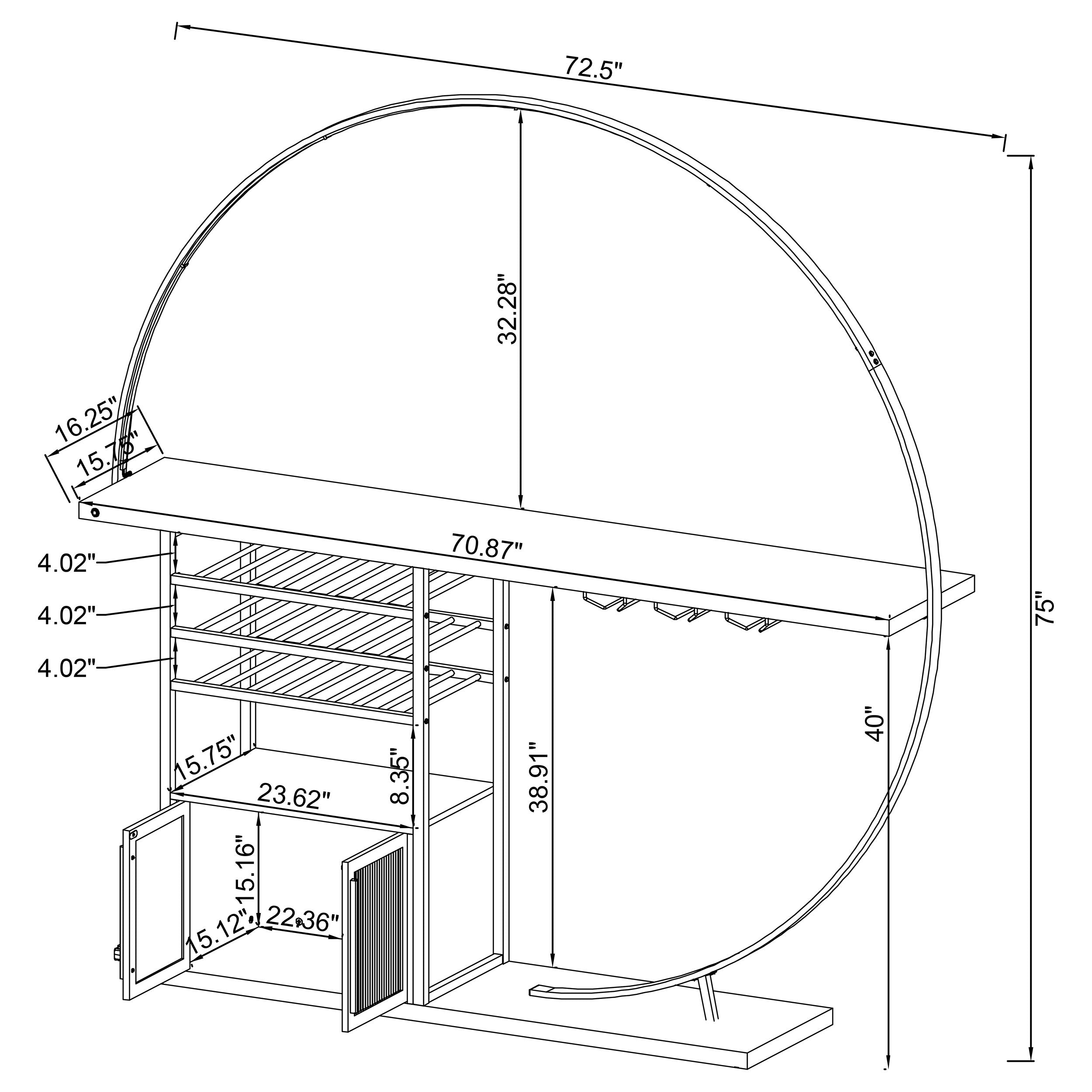 Risley 2-door Circular Led Home Bar Cabinet Dark Charcoal - MyWaynesHome #