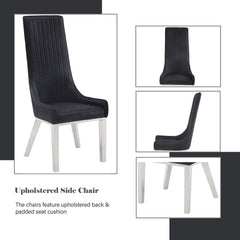 Gianna - Side Chair (Set of 2) - Black Velvet & Stainless Steel