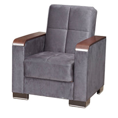 Ottomanson Armada X - Upholstered Convertible Wood Trimmed Armchair With Storage - Microfiber