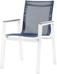 Nizuc - Outdoor Patio Dining Arm Chair With White Frame And Gray Arms (Set of 2)