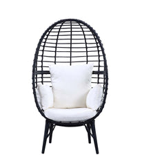 Penelope - Patio Lounge Chair - Light Gray Fabric & Black