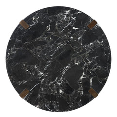 Estella - Coffee Table With Natural Marble Top - Black Top & Walnut
