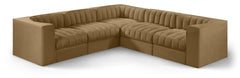 Rummi - Symmetrical Velvet Performance Fabric Upholstered 5 Piece Modular Sectional