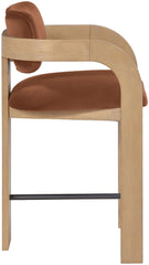 Cedra - Velvet Performance Fabric Upholstered Counter Stool - Cognac