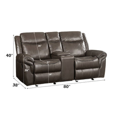 Lydia - Motion Loveseat With USB & Console - Brown Leather Aire