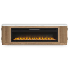 Camdill - 80" TV Stand With Electric Fireplace - Light Brown