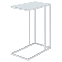 Stella - Glass Top C-Shaped Sofa Side Table - Chrome