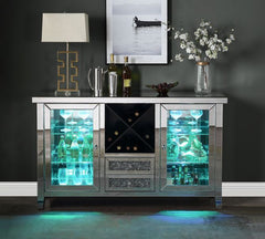 Noralie - 36" Wine Cabinet With LED - Mirrored & Faux Diamonds