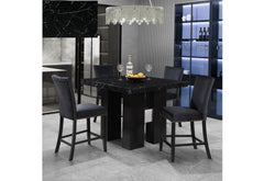 D04 - 7 Piece Dining Room Set (Black Bar Table And 6 Bar Stools) - Black