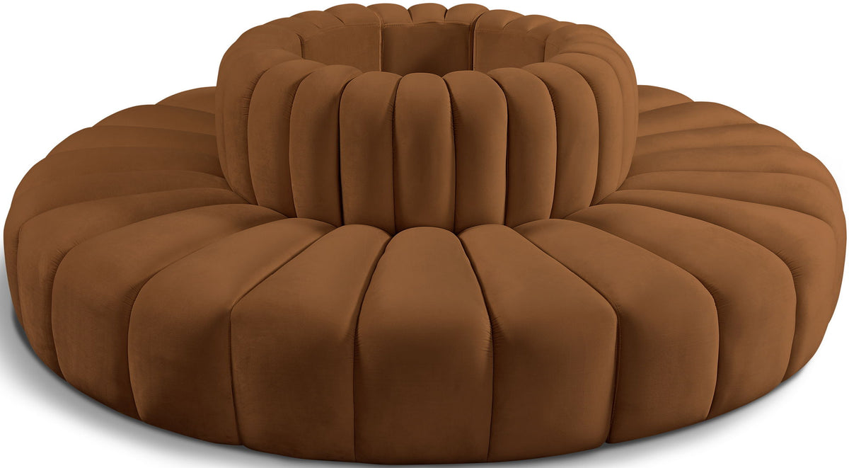 Arc - Velvet 8 Piece Round Modular Sofa - Saddle