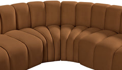 Arc - Velvet 7 Piece Corner Modular Sofa - Saddle