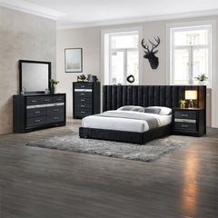 Rivas - Queen Bed - Black Fabric