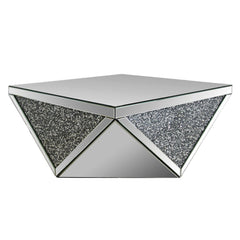 Noralie - 38" Square Coffee Table - Mirrored & Faux Diamonds