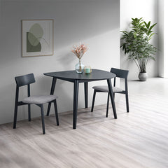 Real - Side Chair (Set of 2) - Gray Linen & Black