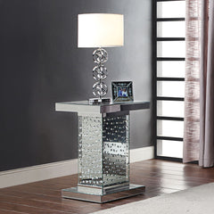 Nysa - 26" End Table - Mirrored & Faux Crystals