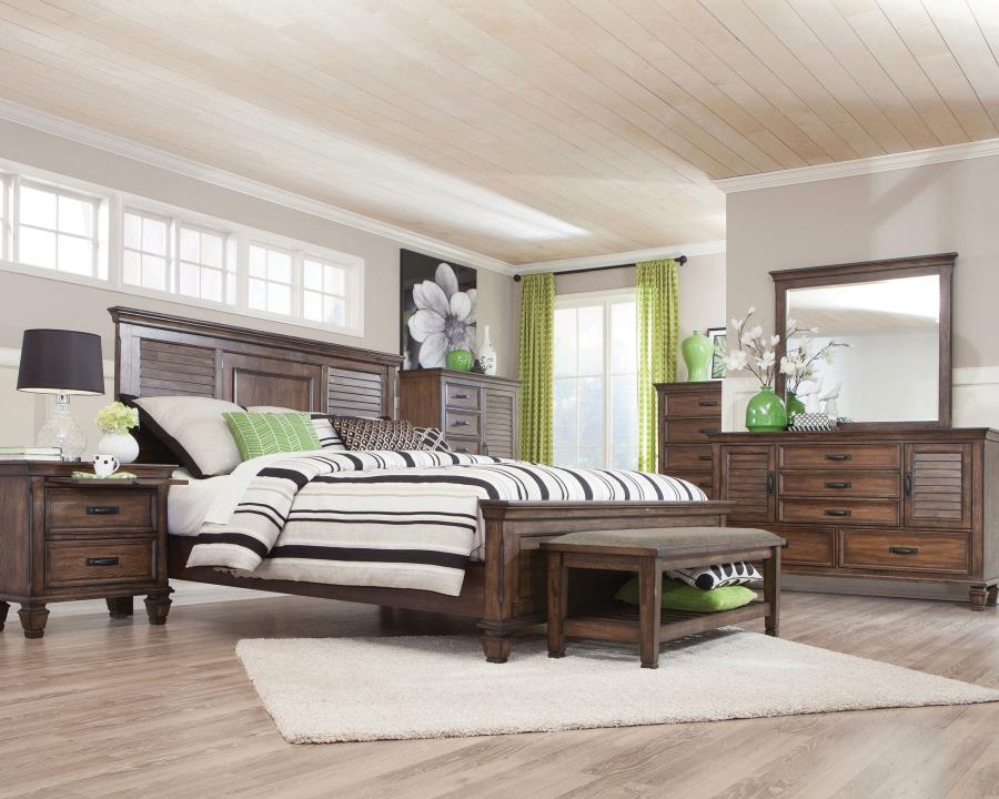 Franco Brown Queen Bed 4 Pc Set - MyWaynesHome #