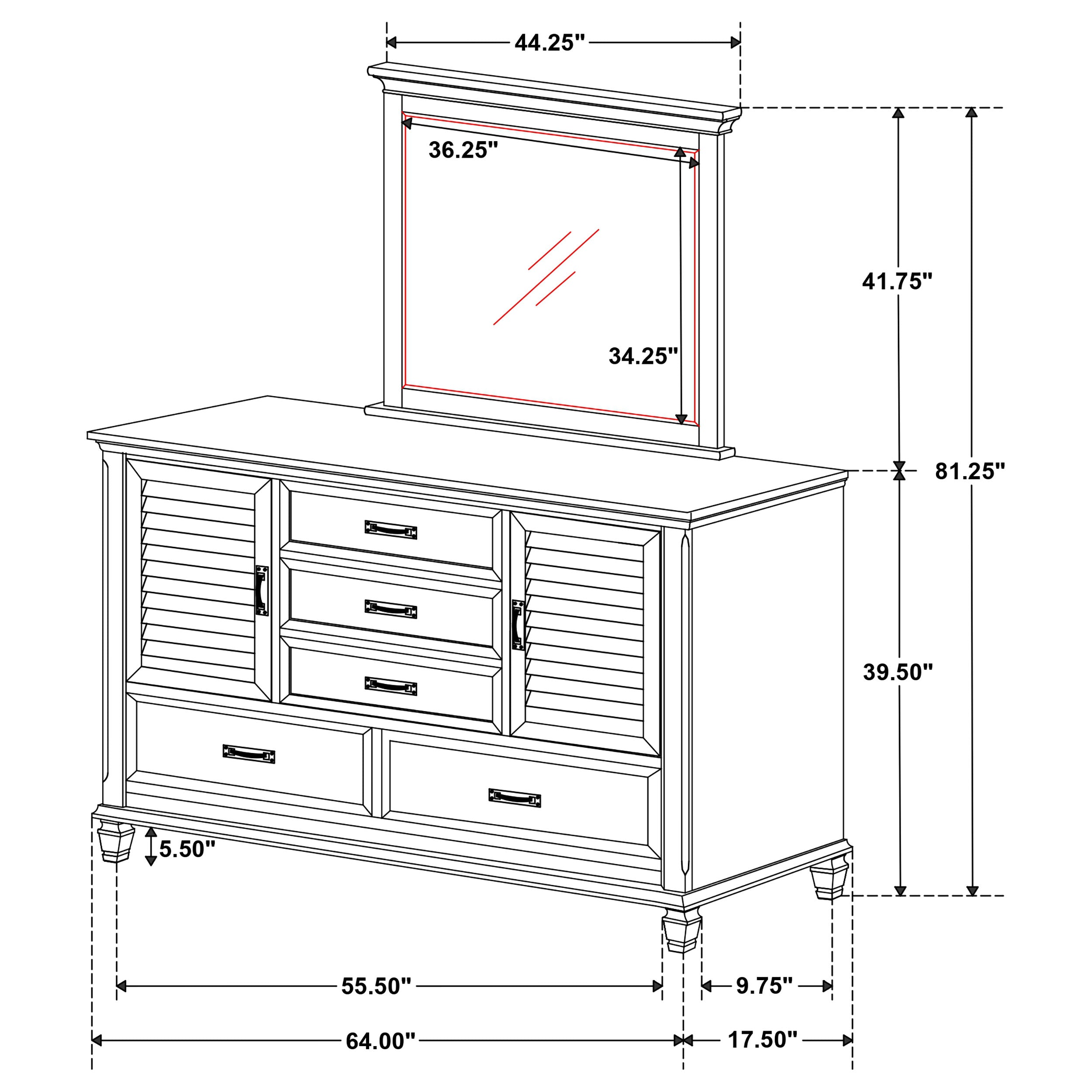 Franco 52-drawer Dresser With Mirror Burnished Oak - MyWaynesHome #