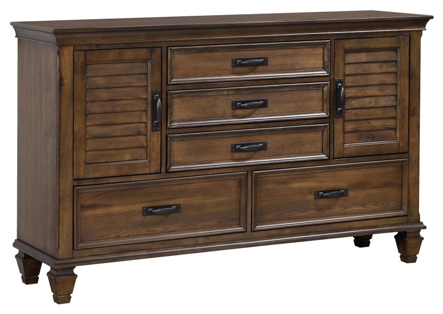 Franco Brown Queen Bed 5 Pc Set - MyWaynesHome #