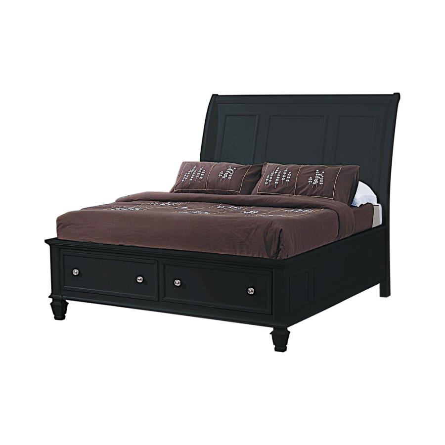 Sandy Beach Black California King Storage Bed - MyWaynesHome #