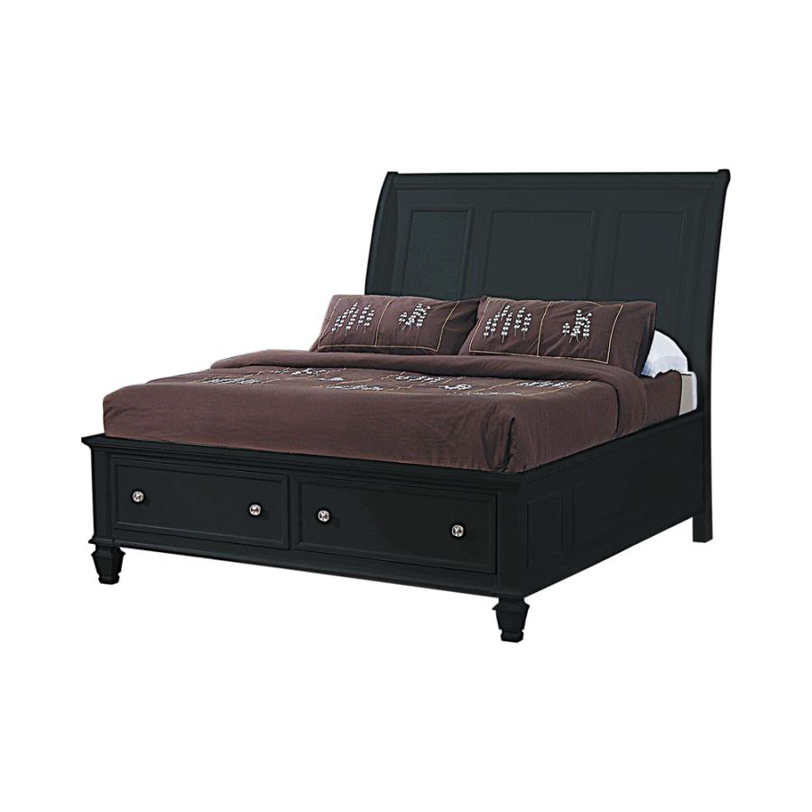 Sandy Beach Black Queen Storage Bed - MyWaynesHome #