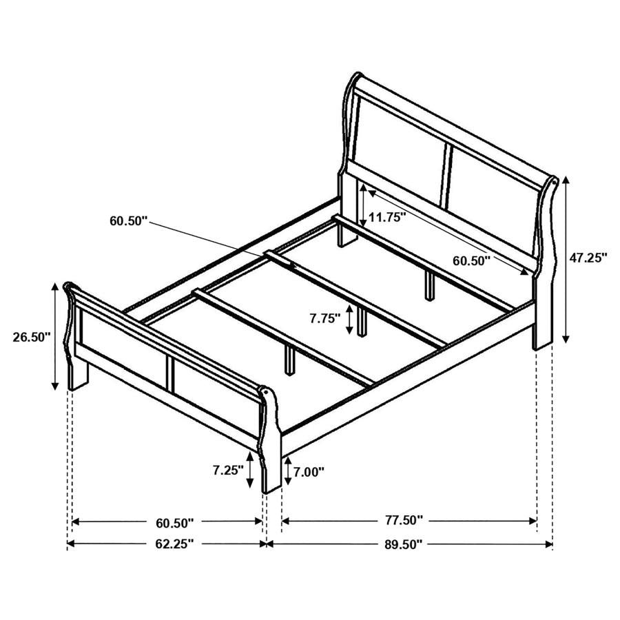 Louis Philippe Brown Queen Bed - MyWaynesHome #