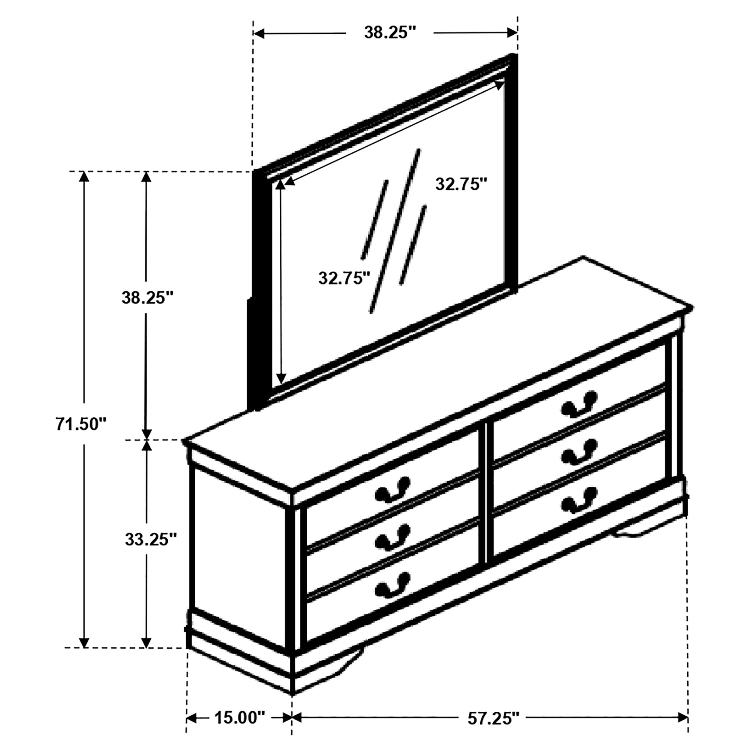 Louis Philippe 6-drawer Dresser With Mirror Cappuccino - MyWaynesHome #