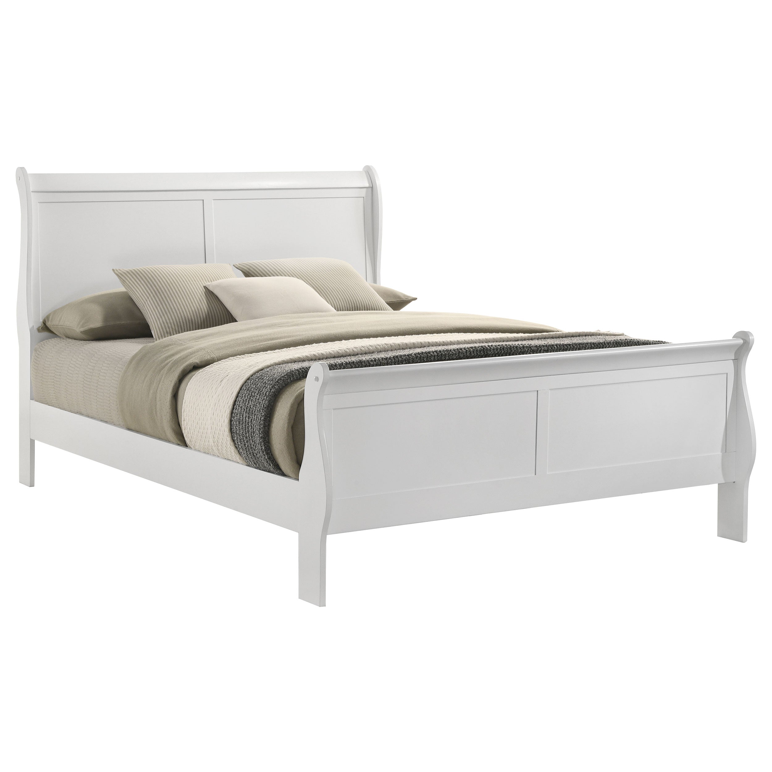 Louis Philippe 47-inch Full Sleigh Panel Bed White - MyWaynesHome #