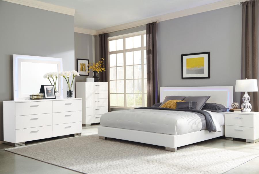 Felicity White Eastern King Bed 5 Pc Set - MyWaynesHome #