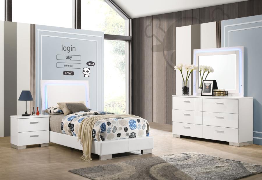 Felicity White Twin Bed 4 Pc Set - MyWaynesHome #