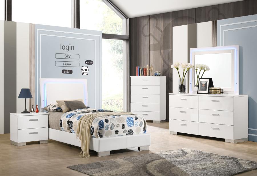 Felicity White Twin Bed 5 Pc Set - MyWaynesHome #