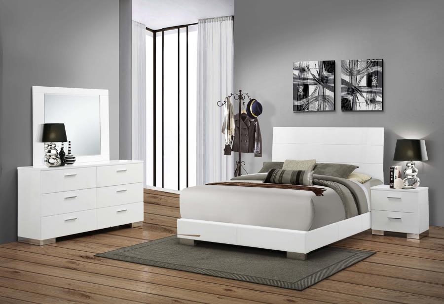 Felicity White Eastern King Bed 4 Pc Set - MyWaynesHome #