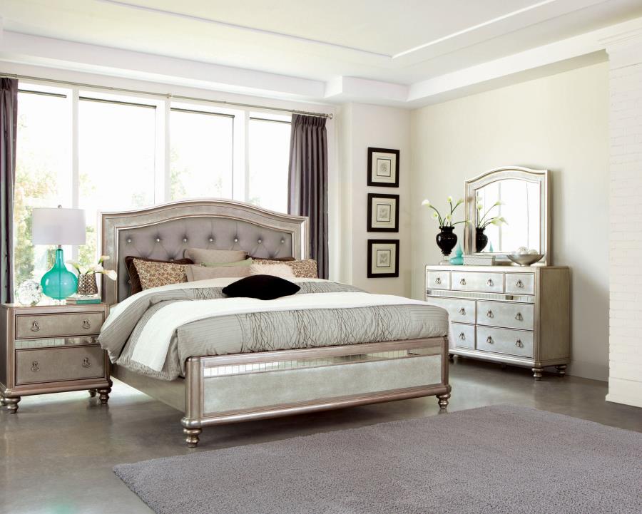 Bling Game Silver California King Bed 4 Pc Set - MyWaynesHome #