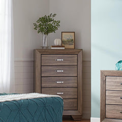 Kauffman Brown Queen Bed 5 Pc Set - MyWaynesHome #
