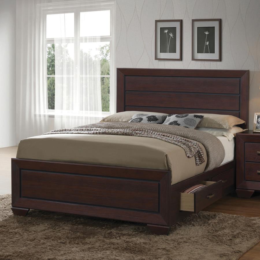 Kauffman Brown California King Storage Bed - MyWaynesHome #
