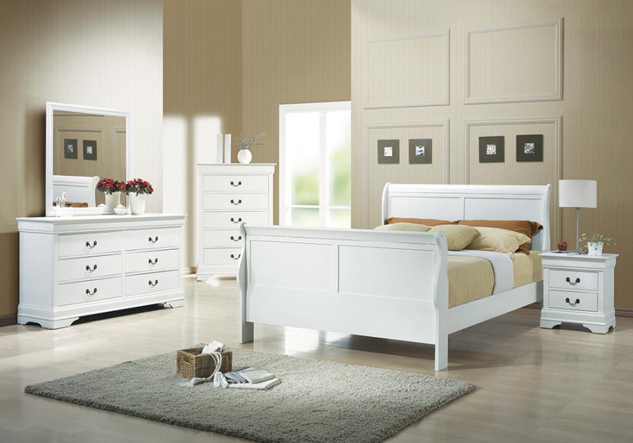 Louis Philippe White Full Bed 5 Pc Set - MyWaynesHome #