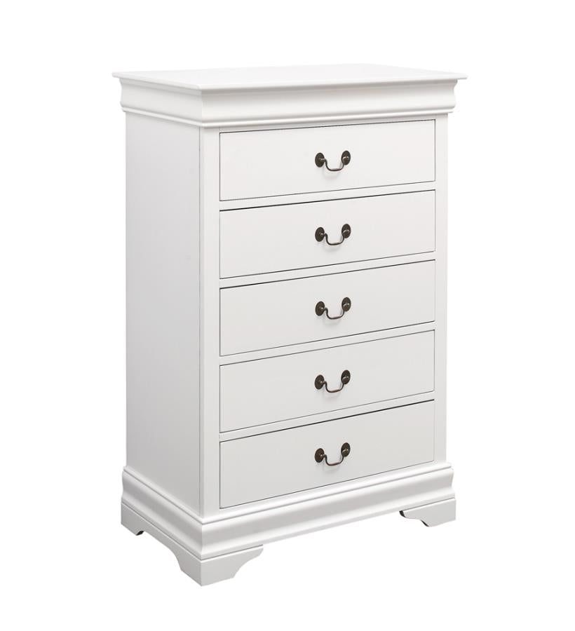 Louis Philippe White Queen Bed 5 Pc Set - MyWaynesHome #