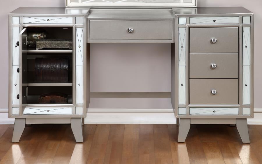 Leighton Silver Vanity Table & Stool - MyWaynesHome #