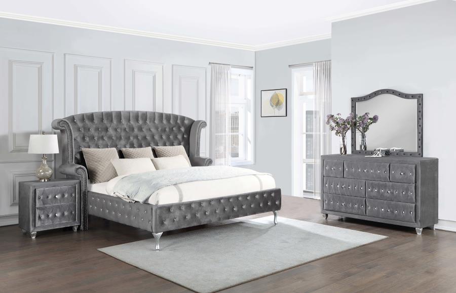 Deanna Grey California King Bed 4 Pc Set - MyWaynesHome #