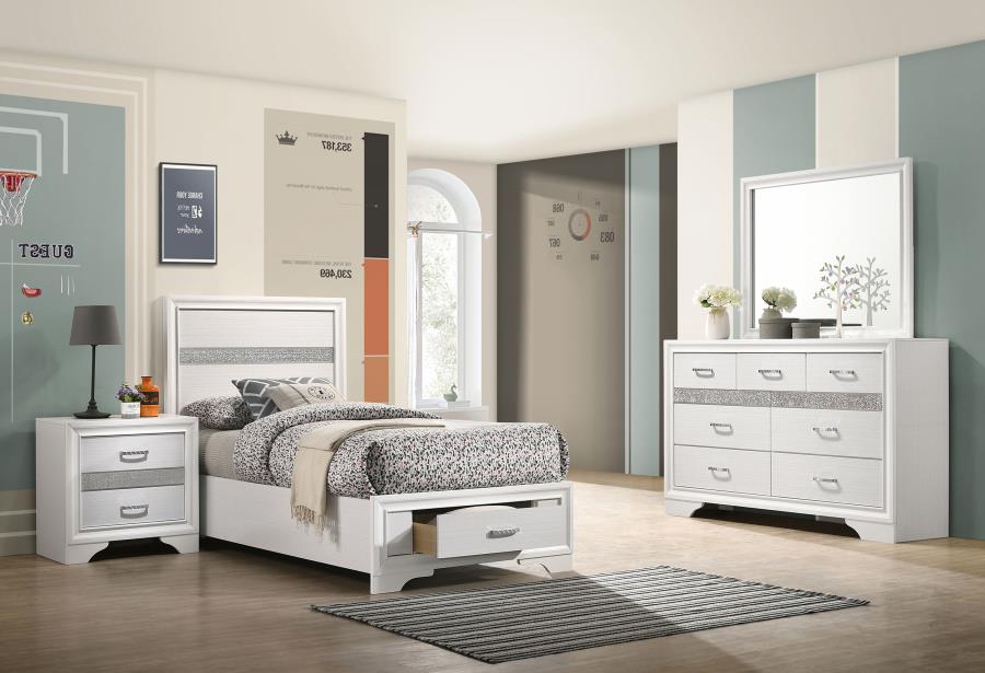 Miranda White Twin Bed 4 Pc Set - MyWaynesHome #