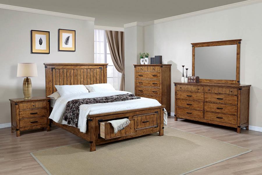 Brenner Brown Eastern King Storage Bed - MyWaynesHome #