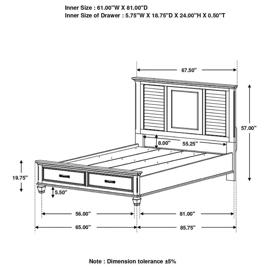 Franco Ivory Queen Storage Bed - MyWaynesHome #