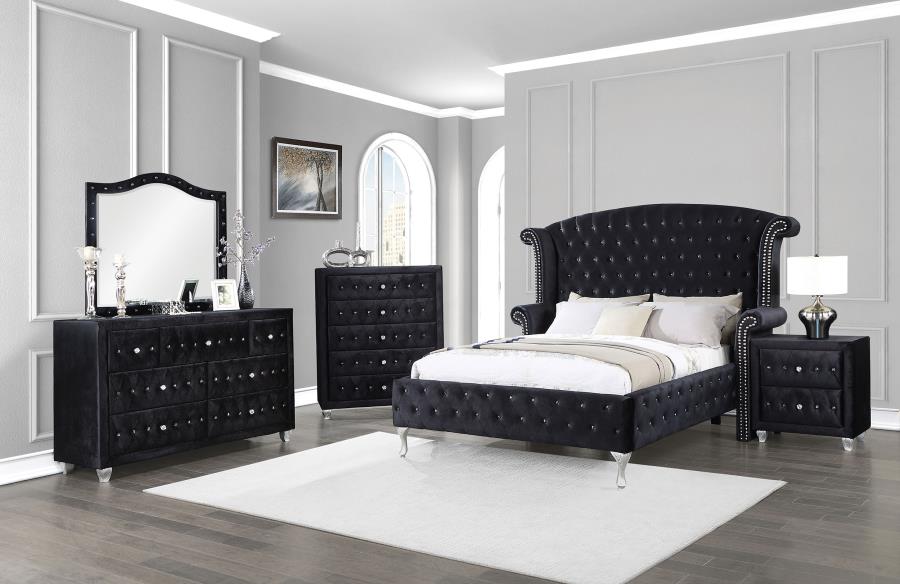 Deanna Black Eastern King Bed 5 Pc Set - MyWaynesHome #