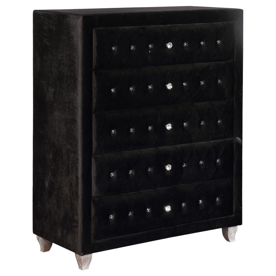 Deanna Black Queen Bed 5 Pc Set - MyWaynesHome #