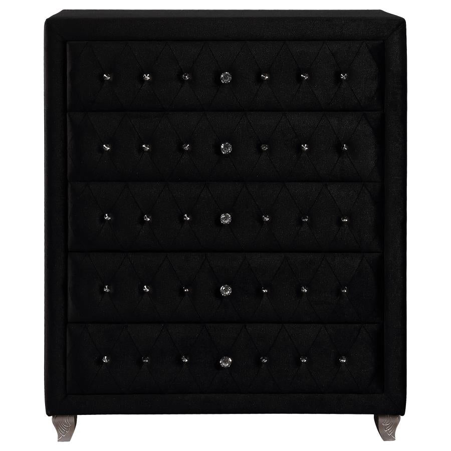 Deanna Black Queen Bed 5 Pc Set - MyWaynesHome #